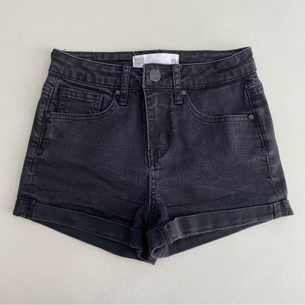 RSQ Sunset High Rise Black Womens Denim Shorts Size 00
